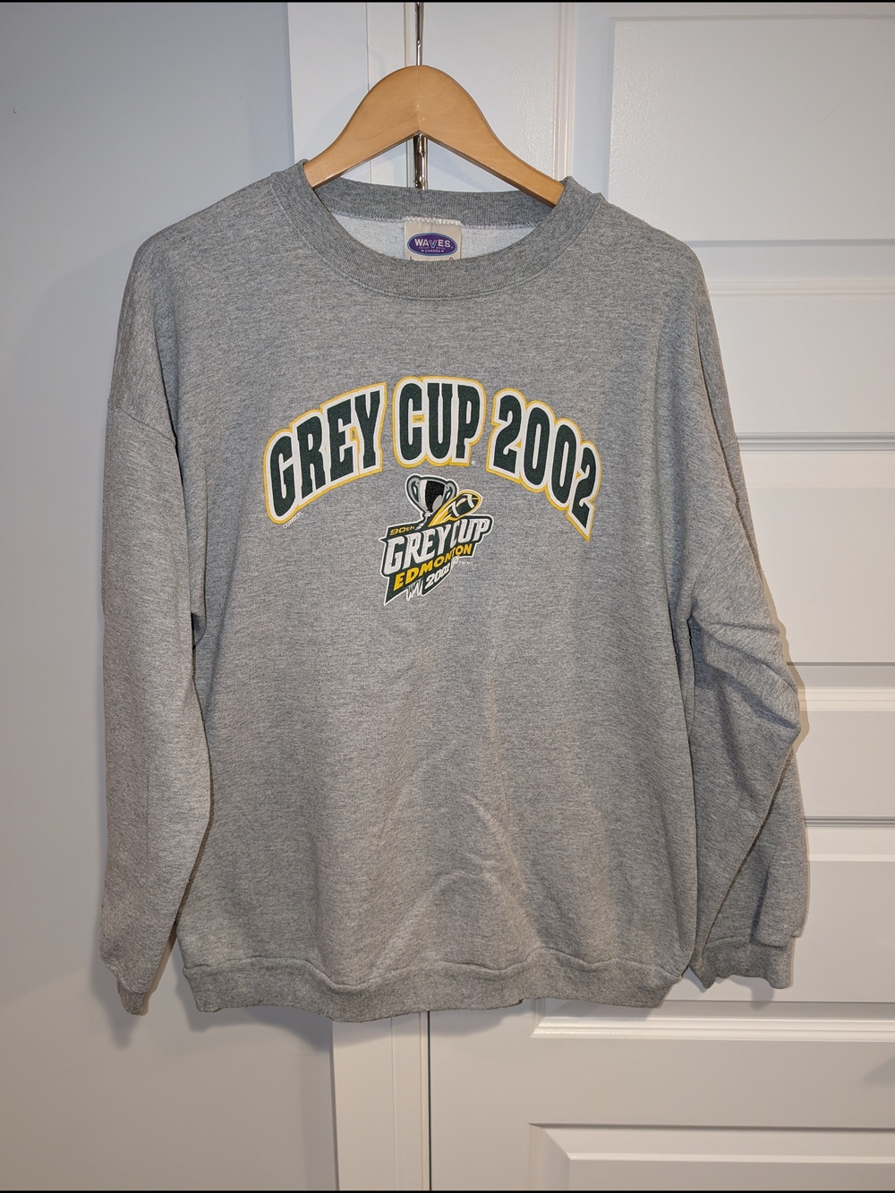 Vintage Edmonton Grey Cup 2002 Graphic Crewneck Sweatshirt - Heather Gray